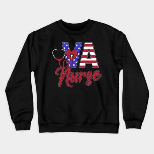 VA Nurse USA Flag 4th of July Crewneck Sweatshirt